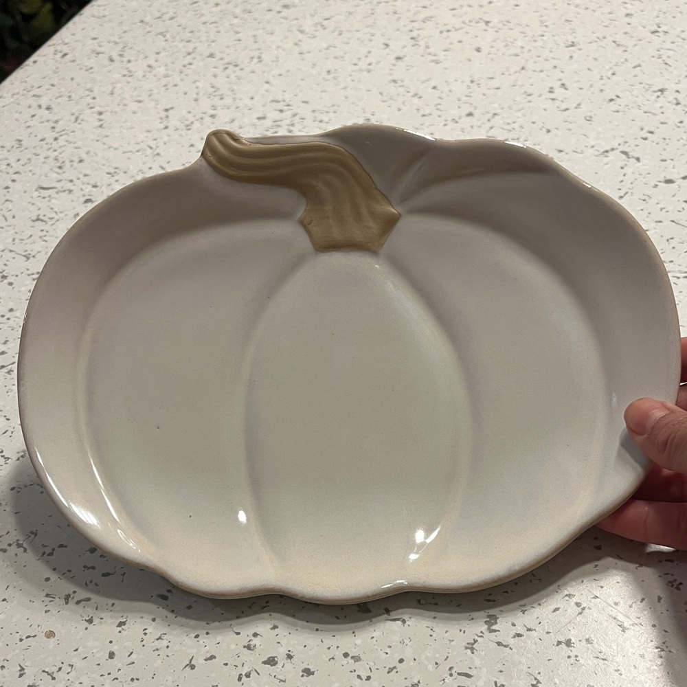Hobby Lobby Cream and Tan Pumpkin Platter